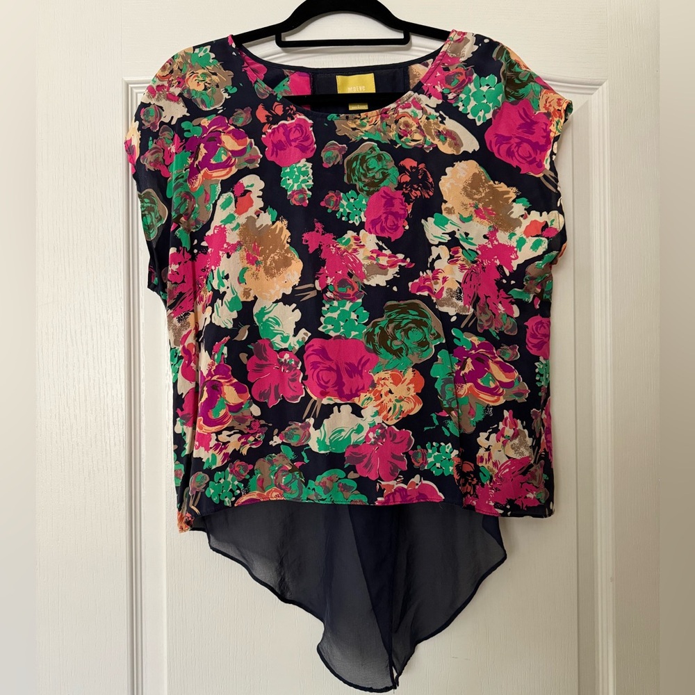 Anthropologie - Maeve Colorful Floral Silk Blouse